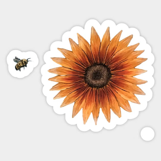 Bumble Bee and Sunflower Graphic Sticker by SistersInArtN